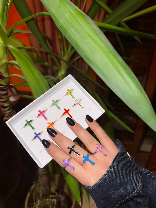 Anello croce rainbow