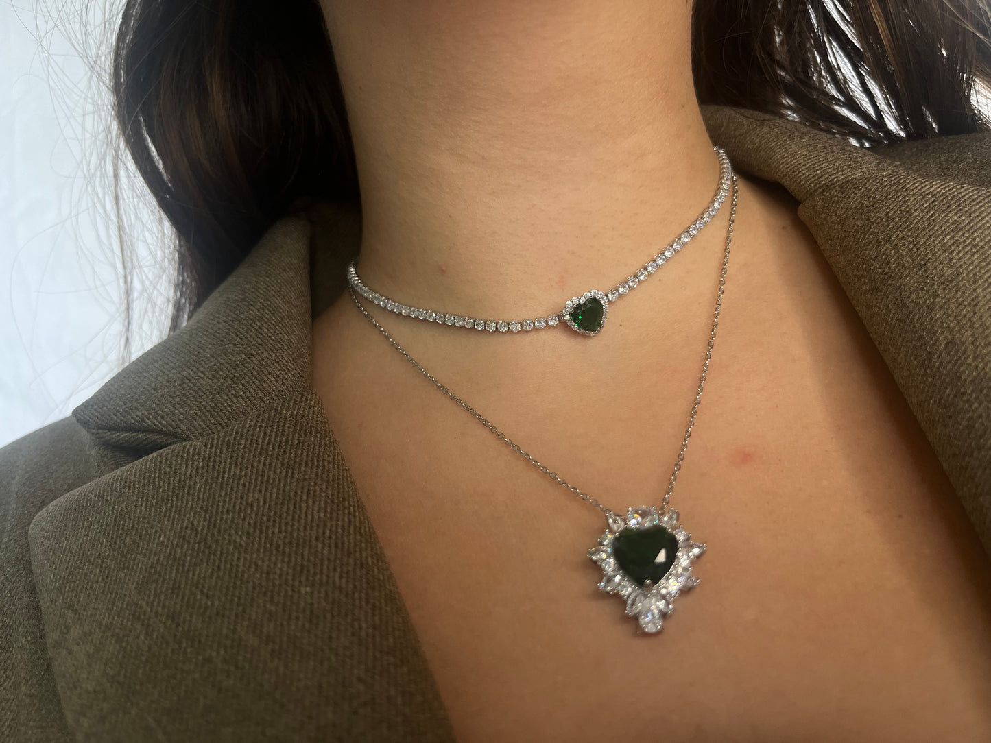 Collana diamantini verde