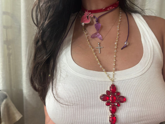 Collana Handmade croce rossa