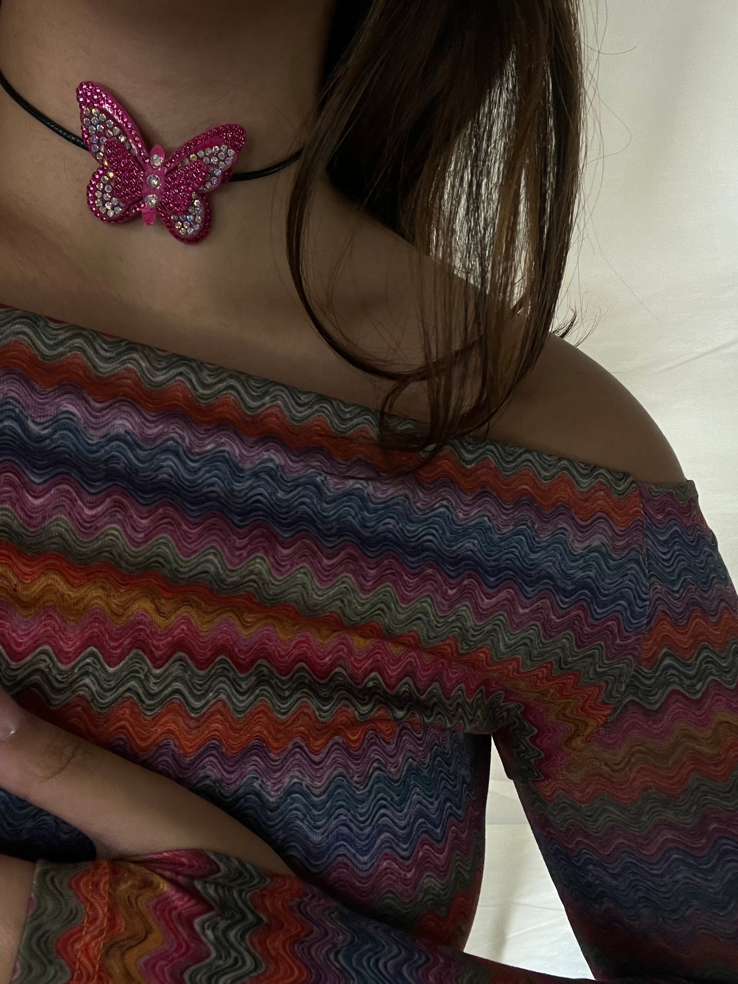 Choker farfalla fucsia