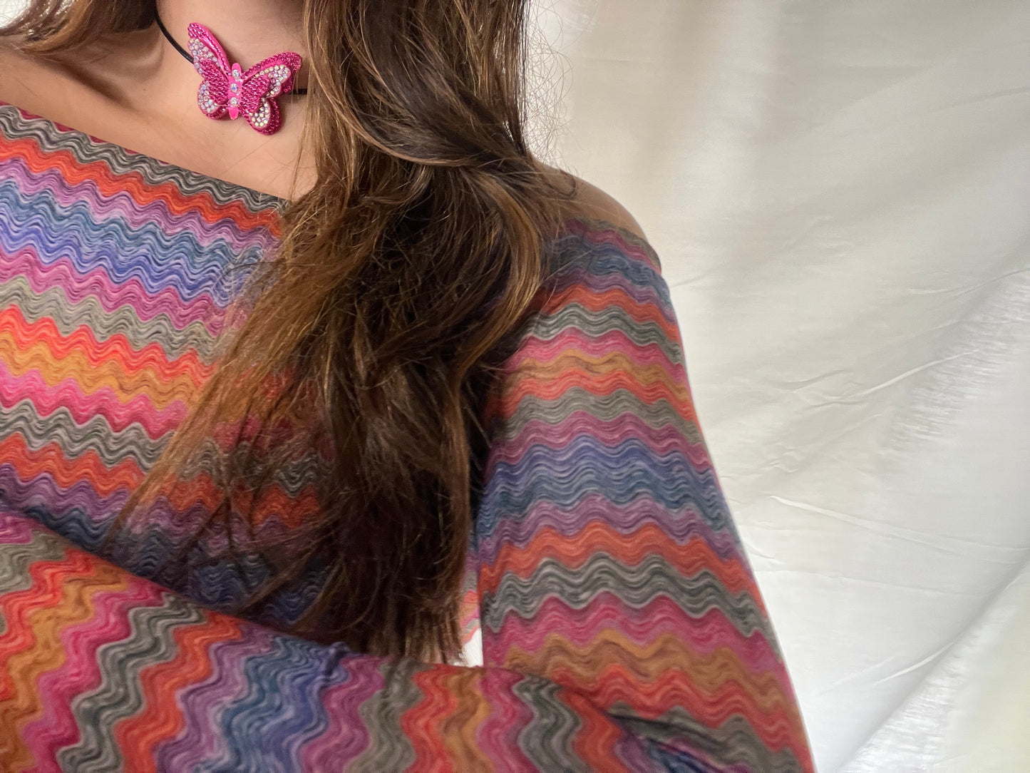 Choker farfalla fucsia