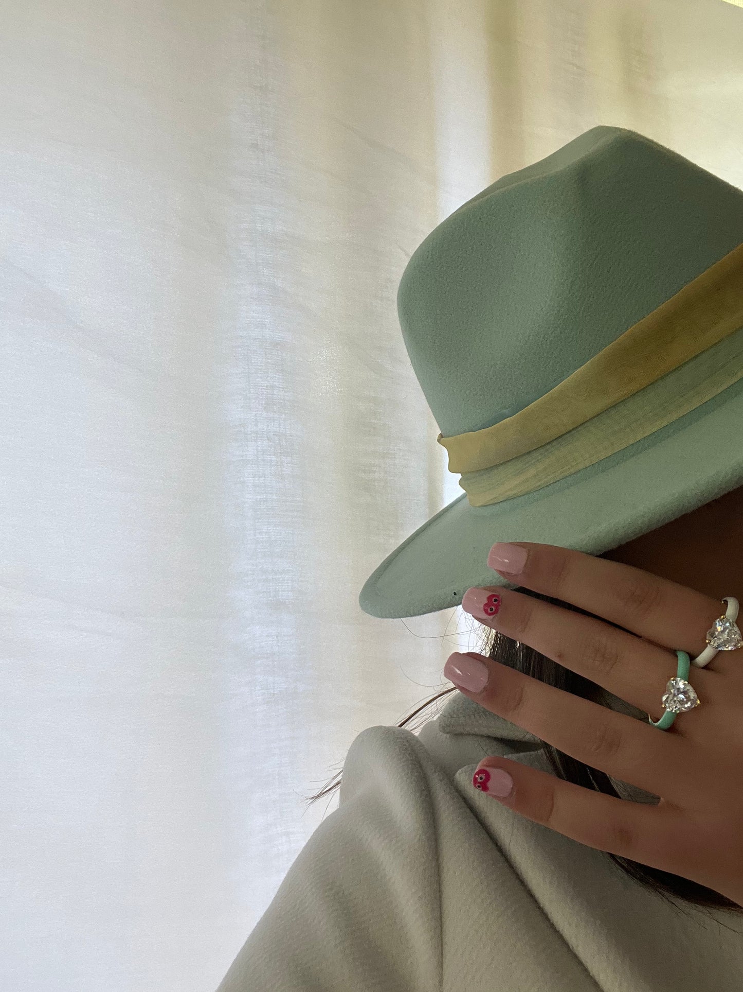 Cappello fedora acqua marina